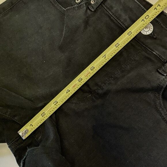 American Eagle MIDI Denim Shorts Frayed Hem Black Next Level Stretch - Picture 9 of 12